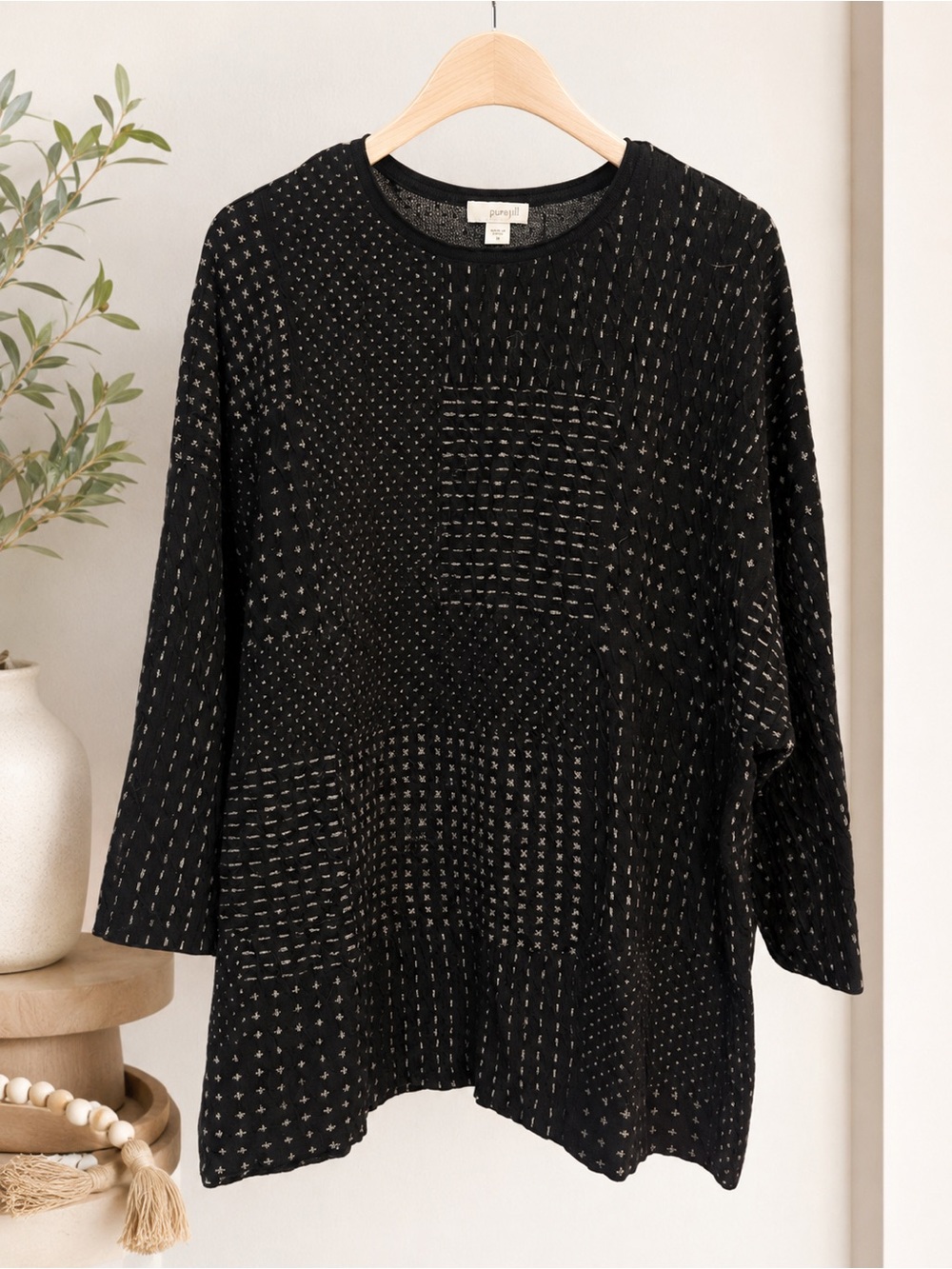 🖤 Pure Jill Black Open-Knit Sweater – Size M